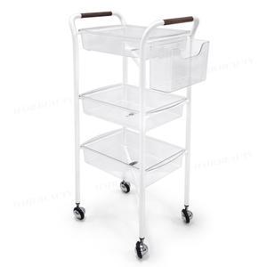 [오로라] 3단 투명 옆트레이 N100-스페이스 미용실 작업대 롯드보관대 츄레이