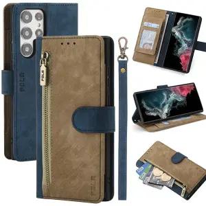 갤럭시S25 S24 S23 S22 S21 플러스 울트라 엣지 FE 레트로 가죽 스트랩 지퍼 지갑 다이어리 핸드폰 케이스