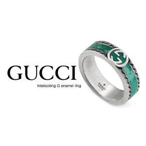 구찌 YBC645573001 (645573 J8410 8136) 인터로킹 G 에나멜 실버반지