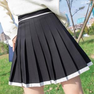[교복몰]A라인 배색라인 주름 치마 3컬러 교복 원단 반티 작업