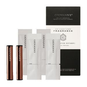 지오바니 차량용 방향제 스틱 송풍구 방향제 디퓨저 하프타입 2p+리필 4p, 시즐 브라운, 미스티아쿠아