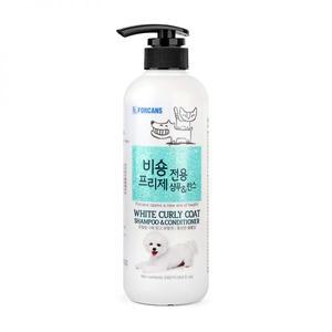 강아지  풍성하고 곱슬한 비숑프리제 전용 샴푸 린스 겸용 550ml 포비스 부드럽고 볼륨감 백모용 하얀털