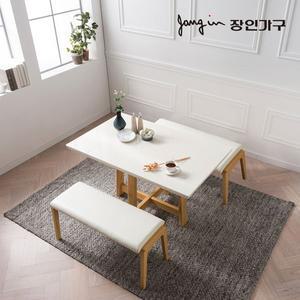 [장인가구]아마르 대리석 4인 식탁세트 (벤치형)