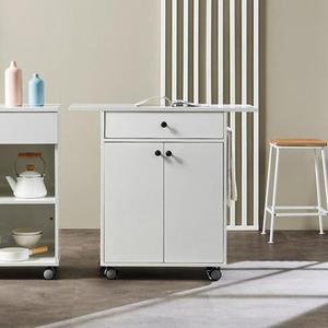 [자르파라]이동식 화이트 주방 보조 바퀴 수납장 80x40cm (3색) 키친 그릇 작업대 캐비닛 간이