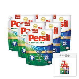 퍼실 파워젤 드럼/일반겸용 리필 1.8L, 6개 + 증정(파워젤 라벤더듀얼  파우치 300mL, 1개)