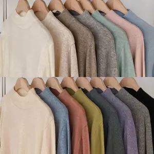 [코코블랑] 리얼 캐시미어 하프넥 긴팔니트