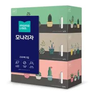 [모나리자] 미용티슈 250매 3입 1개 각티슈_SH