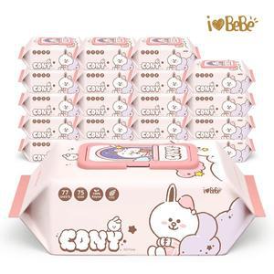 [아이러브베베]레이온100% 75g 라인프렌즈 드림에디션 코니 77매 20팩 캡형 아기물티슈