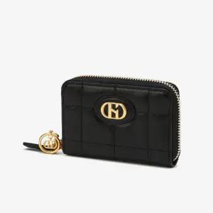 [헤지스](대구신세계)[HAZZYS ACC] [H20] 퀼팅 블랙 가죽 지퍼 카드지갑 동전수납 HIHO3F755BK