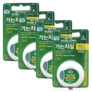 네오 가는치실 (왁스) 420D 50m X4개/치간케어 치태 입냄새 제거 잇몸질환예방 얇은 치실