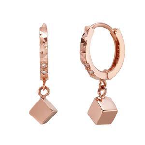 갤러리아 여자 14K 귀걸이 원터치 드롭 링 큐빅 큐브