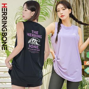 여성 루즈핏 나시 래쉬가드 A라인 트임 민소매 비치웨어 상의 RH371W