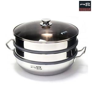 키친아트 IH 국내산 스텐304 통3중 3단 찜냄비 33cm(실리콘패킹) 유리뚜껑 찜기 찜솥 전골냄비 가정용