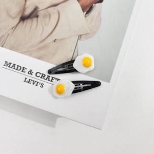 [기타]국산 KC 인증 유아동 계란 후라이 똑딱핀 달걀 프라이 여아 헤어패션 머리핀 3311