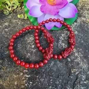 [하프클럽/]재물운 염주 원석 진사 액막이 경면주사 비휴팔찌 6mm