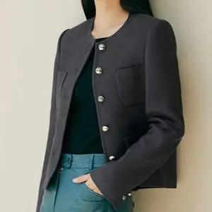 클래식 노카라 라운드 자켓