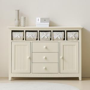 파로마 비올라 원목도장 라탄 와이드 수납장