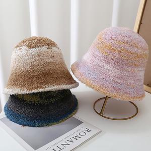 여성 그라데이션 니트 벙거지 모자 여자 겨울 가을 챙 털