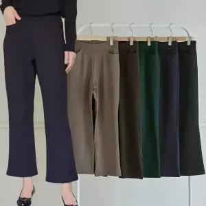 이브바바 여성 겨울 안감 기모 스판 밴딩 부츠컷 나팔 바지 팬츠 빅사이즈