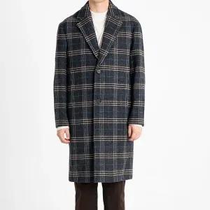 [킨록바이킨록앤더슨](신세계 사우스시티)네이비 멀티체크 울 세미 오버핏 코트