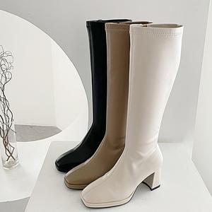 스판가죽 가보시 미들 롱부츠 7cm 3컬러