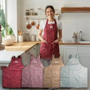 다용도 방수앞치마 4색 미술실 주방 카페 공예 작업실 업소 어린이집 보육 교사 봉사활동 꽃무늬