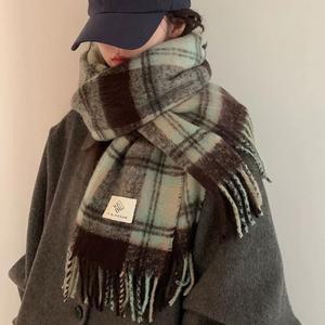 겨울머플러 긴 남자 여자 커플 큰 두꺼운 체크목도리