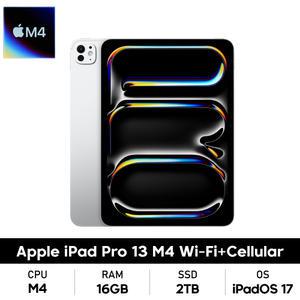 Apple 아이패드 프로 13 7세대 M4 WiFi + 셀룰러 2TB 실버 (MVY03KH/A)_SS