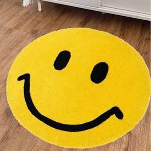 [기타]스마일 원형러그 거실 침실 카페트 단모 러그 발매트