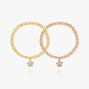 [엘렌쥬얼리]14K 리틀 스타 딸랑이 플랫 체인 금 반지