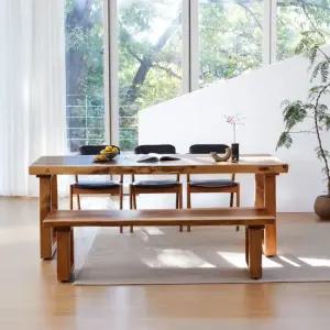 해찬솔 몽키포드 우드슬랩 6인용 통원목 식탁세트B2000_T2 의자포함 카페테이블 대형회의테이블 원목테이블