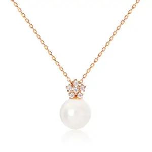 갤러리아 [비앤비골드] 14K 플로라 큐빅 플라워 진주 체인 목걸이 MNN40752