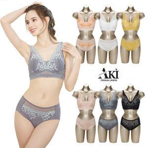 [아키]숨쉬는 밴드 레이스 풀컵 여성 노와이어 브라팬티 6종세트