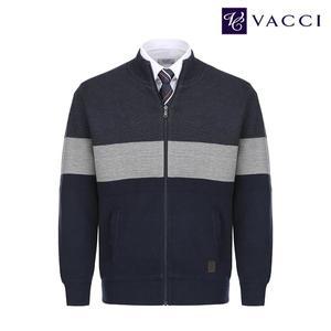 [바찌] 배색 방풍 니트 풀집업 블루 VK1N3TR131B0
