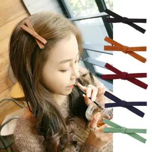 [다잇템] 여성 클래식 포인트 중간 리본 헤어 크로스 집게핀