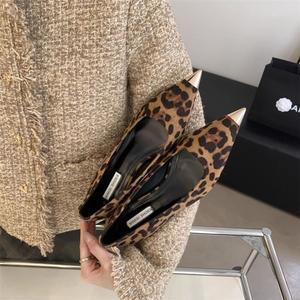 여자 신발 사뿐 단화 플랫 봄가을 스틸레토 배색 호피 펌프스 미들 굽 낮은 M스포1