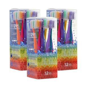 [하프클럽/기타]바른생활 아트컬렉션 월간칫솔 초극세모 칫솔 12입 3세트