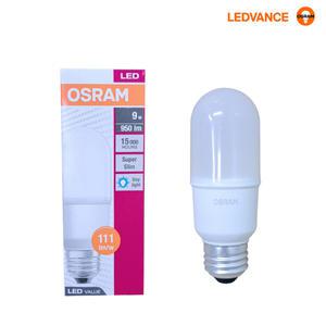 오스람 안정기내장형램프 LVSTICK 9W 6500K LED 스틱 전구 램프 9W 주광색(하얀빛) 1박스(10개)