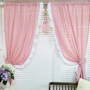 양면선염 체크프릴커튼 핑크 주문제작상품