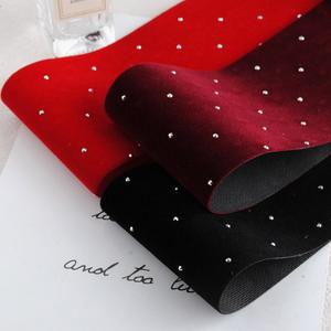 벨벳 다이아몬드 리본 천 원단 자수 구슬 테이프 DIY 헤어 활 웨딩 장식 6CM 20 M 두께