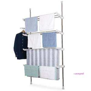 국산 선반 무타공 4단 접이식 날개 너비조절 공간활용 빨래건조대 스테인리스 슬라이드 이불건조대 압축봉z