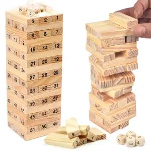 무지 숫자 나무블럭 놀이 막대 쌓기 빼기 주사위 술게임 54피스 탑올리기 어린이 보드게임