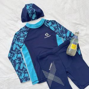 [리틀잼스] 아동 남아 래쉬가드 긴팔 7부 바지 수모 수영모자 세트 수영복 kd2006