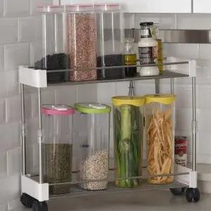 높이조절 세탁기 냉장고 틈새 선반 수납장 2단 (WFHUGLM)