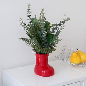 레드 장화 세라믹 오브제 화병