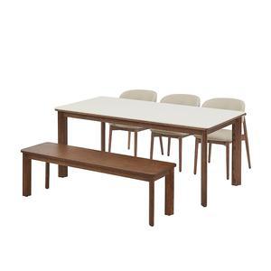 포멜로 세라믹식탁 6인세트 180cm 브라운_벤치1500 1EA, 가죽체어 3EA