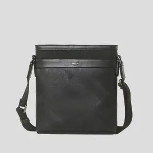 [헤지스](대전신세계)[백화점BEST][여행용][데일리] 블랙 가죽 체크 실버로고 크로스백 HJBA5F172BK