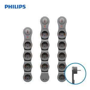 필립스 플렉시블 멀티탭 USB 4구 5구 그레이 3M 고용량 과부하차단 납작 콘센트