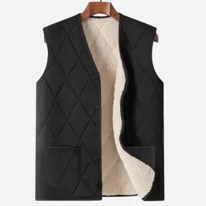 남성 양털 누빔 패딩 조끼 브이넥 보온 실내복 이너