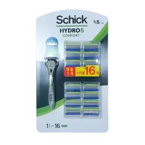 쉬크 하이드로5 컴포트 면도기 1개 + 면도날 16개